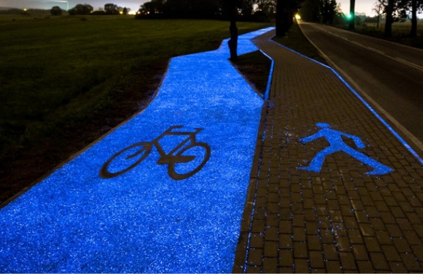 Polens första upplysta cykelväg